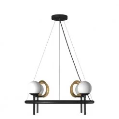 Fusion Halo 4-Light Matte Black Chandelier with Brass Ring Opal Glass Shade by Justice Design -Justice Design Sales matte black w brass ring justice design chandeliers fsn 4225 opal mbbr fa 1000