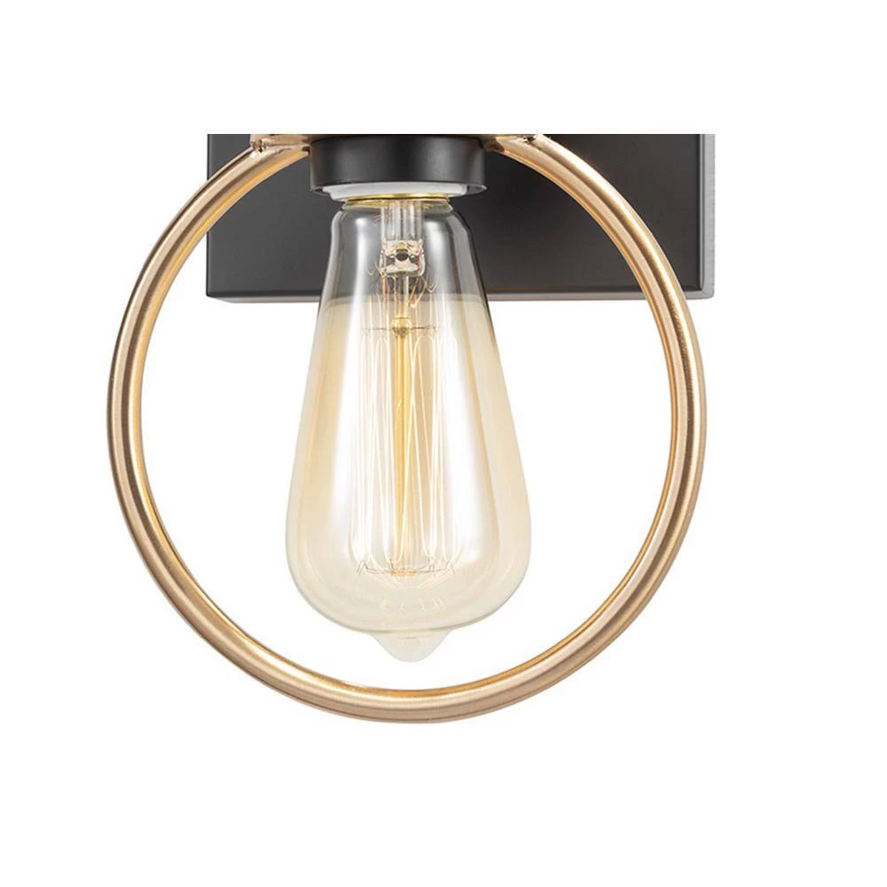 Volta 6.5 in. Matte Black with Brass Ring LED Wall Sconce by Justice Design 4 Volta 6.5 in. Matte Black with Brass Ring LED Wall Sconce by Justice Design - Image 2