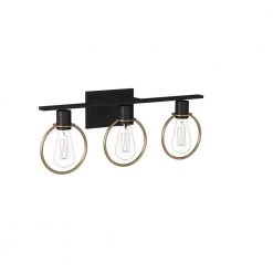 Volta 24 in. 3-Light Matte Black and Brass Ring Vanity Light Bar by Justice Design -Justice Design Sales matte black w brass ring justice design vanity lighting nsh 8903 mbbr 44 1000