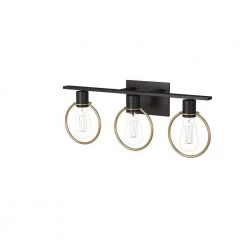 Volta 24 in. 3-Light Matte Black and Brass Ring Vanity Light Bar by Justice Design -Justice Design Sales matte black w brass ring justice design vanity lighting nsh 8903 mbbr fa 1000