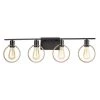 Volta 33 in. 4-Light Matte Black and Brass Ring Vanity Light Bar by Justice Design