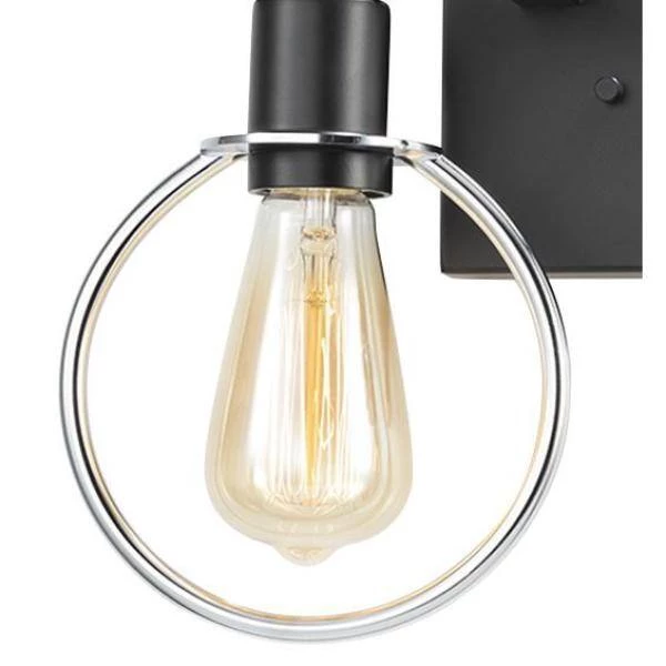 Volta 15 in. 2-Light Matte Black and Chrome Ring Vanity Light Bar by Justice Design 4 Volta 15 in. 2-Light Matte Black and Chrome Ring Vanity Light Bar by Justice Design - Image 2