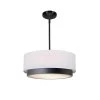 150-Watt Integrated LED Matte Black, White Linen Fabric Pendant by Justice Design