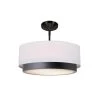 15.75 in. Matte Black, White Linen Fabric LED Semi-Flush Mount by Justice Design -Justice Design Sales matte black white linen fabric justice design flush mount lights fab 4470 whte mblk 64 1000