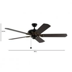 York 60 in. Indoor Matte Black Ceiling Fan with Black Blades with Pull Chain by Monte Carlo -Justice Design Sales matte black with black blades monte carlo ceiling fans without lights 5yk60bk 4f 1000