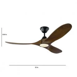Maverick II 52 in. Integrated LED Indoor/Outdoor Matte Black Ceiling Fan with Dark Walnut Blades with Remote Control by Monte Carlo -Justice Design Sales matte black with dark walnut blades monte carlo ceiling fans with lights 3mavr52bkd 1f 1000