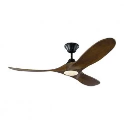 Maverick II 52 in. Integrated LED Indoor/Outdoor Matte Black Ceiling Fan with Dark Walnut Blades with Remote Control by Monte Carlo -Justice Design Sales matte black with dark walnut blades monte carlo ceiling fans with lights 3mavr52bkd 4f 1000