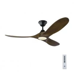 Maverick II 52 in. Integrated LED Indoor/Outdoor Matte Black Ceiling Fan with Dark Walnut Blades with Remote Control by Monte Carlo