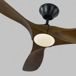 Maverick II 52 in. Integrated LED Indoor/Outdoor Matte Black Ceiling Fan with Dark Walnut Blades with Remote Control by Monte Carlo -Justice Design Sales matte black with dark walnut blades monte carlo ceiling fans with lights 3mavr52bkd c3 1000