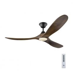 Maverick LED 60 in. Integrated LED Indoor/Outdoor Matte Black Ceiling Fan with Dark Walnut Blades with Remote Control by Monte Carlo