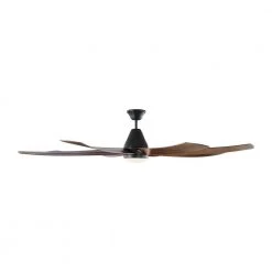 Kingston 72 in. Integrated LED Indoor/Outdoor Matte Black Ceiling Fan with Dark Walnut Blades with DC Motor and Remote by Monte Carlo -Justice Design Sales matte black with dark walnut blades monte carlo ceiling fans with lights 8kgr72bkd 1f 1000