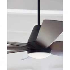 Kingston 72 in. Integrated LED Indoor/Outdoor Matte Black Ceiling Fan with Dark Walnut Blades with DC Motor and Remote by Monte Carlo -Justice Design Sales matte black with dark walnut blades monte carlo ceiling fans with lights 8kgr72bkd a0 1000