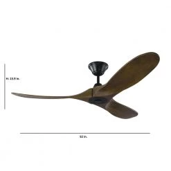 Maverick II 52 in. Indoor/Outdoor Matte Black Ceiling Fan with Dark Walnut Balsa Blades, DC Motor and Remote Control by Monte Carlo -Justice Design Sales matte black with dark walnut blades monte carlo ceiling fans without lights 3mavr52bk 4f 1000