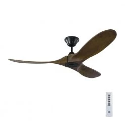 Maverick II 52 in. Indoor/Outdoor Matte Black Ceiling Fan with Dark Walnut Balsa Blades, DC Motor and Remote Control by Monte Carlo