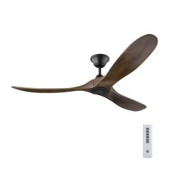 Maverick 60 in. Indoor/Outdoor Matte Black Ceiling Fan with Dark Walnut Balsa Blades, DC Motor and Remote Control by Monte Carlo