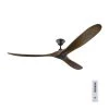 Maverick Max 70 in. Indoor/Outdoor Matte Black Ceiling Fan with Dark Walnut Balsa Blades, DC Motor and Remote Control by Monte Carlo -Justice Design Sales matte black with dark walnut blades monte carlo ceiling fans without lights 3mavr70bk 64 1000
