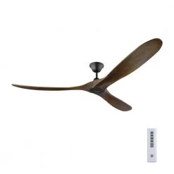 Maverick Max 70 in. Indoor/Outdoor Matte Black Ceiling Fan with Dark Walnut Balsa Blades, DC Motor and Remote Control by Monte Carlo