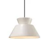 Radiance Trapezoid 1-Light Antique Brass Ceramic Pendant with Matte White Shade by Justice Design -Justice Design Sales matte white justice design chandeliers cer 6420 mat abrs 64 1000