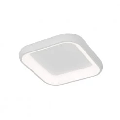 Acryluxe Polaris 19 in. 1-Light Matte White Square LED Flush-Mount with Opal Acrylic Shade by Justice Design