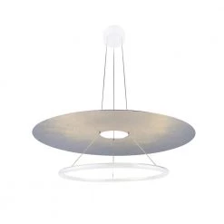 150-Watt Integrated LED Matte White Metal and Silver Leaf Reflector Pendant by Justice Design
