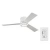 Clarity Max 56 on. Integrated LED Indoor Matte White Flush Mount Ceiling Fan with Wall Switch Control by Monte Carlo -Justice Design Sales matte white monte carlo ceiling fans with lights 3clmr56rzwd v1 64 1000