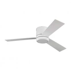 Clarity Max 56 on. Integrated LED Indoor Matte White Flush Mount Ceiling Fan with Wall Switch Control by Monte Carlo -Justice Design Sales matte white monte carlo ceiling fans with lights 3clmr56rzwd v1 c3 1000
