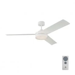 Cirque 56 in. Integrated LED Indoor/Outdoor Matte White Ceiling Fan with White Glass Light Kit and Remote Control by Monte Carlo