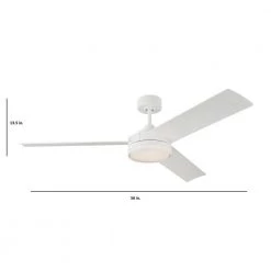Cirque 56 in. Integrated LED Indoor/Outdoor Matte White Ceiling Fan with White Glass Light Kit and Remote Control by Monte Carlo -Justice Design Sales matte white monte carlo ceiling fans with lights 3cqr56rzwd fa 1000