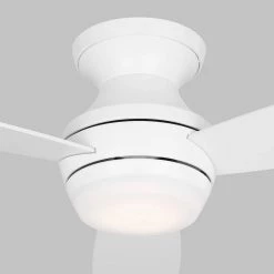 Ikon 44 in. Integrated LED Indoor Matte White Ceiling Fan with Light Kit, Remote Control and Manual Reversible Motor by Monte Carlo -Justice Design Sales matte white monte carlo ceiling fans with lights 3ikr44rzwd 4f 1000