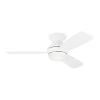 Ikon 44 in. Integrated LED Indoor Matte White Ceiling Fan with Light Kit, Remote Control and Manual Reversible Motor by Monte Carlo -Justice Design Sales matte white monte carlo ceiling fans with lights 3ikr44rzwd 64 1000