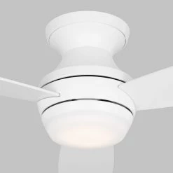 Ikon 52 in. Integrated LED Indoor Matte White Ceiling Fan with Light Kit, Remote Control and Manual Reversible Motor by Monte Carlo -Justice Design Sales matte white monte carlo ceiling fans with lights 3ikr52rzwd 4f 1000