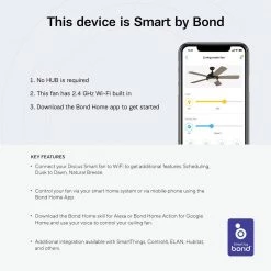 Discus Smart 52 in. Integrated LED Indoor Matte White Ceiling Fan with Light Kit and Remote Control by Monte Carlo 10 Discus Smart 52 in. Integrated LED Indoor Matte White Ceiling Fan with Light Kit and Remote Control by Monte Carlo -Justice Design Sales matte white monte carlo ceiling fans with lights 5dism52rzwd 1f 1000