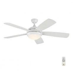 Discus Smart 52 in. Integrated LED Indoor Matte White Ceiling Fan with Light Kit and Remote Control by Monte Carlo