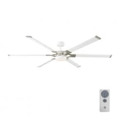 Loft 72 in. Matte White Integrated LED Indoor/Outdoor with Brushed Steel Ceiling Fan with Light Kit and Remote Control by Monte Carlo