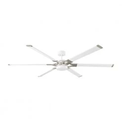 Loft 72 in. Matte White Integrated LED Indoor/Outdoor with Brushed Steel Ceiling Fan with Light Kit and Remote Control by Monte Carlo -Justice Design Sales matte white with brushed steel monte carlo ceiling fans with lights 6lfr72rzwd 76 1000
