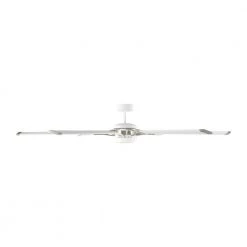 Loft 72 in. Matte White Integrated LED Indoor/Outdoor with Brushed Steel Ceiling Fan with Light Kit and Remote Control by Monte Carlo -Justice Design Sales matte white with brushed steel monte carlo ceiling fans with lights 6lfr72rzwd fa 1000