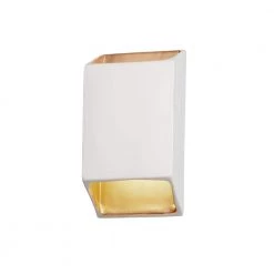 Ambiance Tapered Rectangle 12-Watt Matte White Integrated LED Ceramic Wall Sconce Champagne Gold Internal by Justice Design