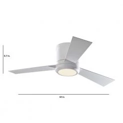 Clarity II 42 in. Integrated LED Indoor Matte White Flush Mount Ceiling Fan with White Blades and Remote Control by Monte Carlo -Justice Design Sales matte white with white blades monte carlo ceiling fans with lights 3clyr42rzwd v1 4f 1000
