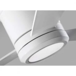 Clarity 52 in. LED Indoor Matte White Flush Mount Ceiling Fan with White Blades and Remote Control with Wall Face Plate by Monte Carlo -Justice Design Sales matte white with white blades monte carlo ceiling fans with lights 3clyr52rzwd v1 40 1000