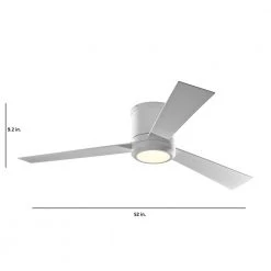 Clarity 52 in. LED Indoor Matte White Flush Mount Ceiling Fan with White Blades and Remote Control with Wall Face Plate by Monte Carlo -Justice Design Sales matte white with white blades monte carlo ceiling fans with lights 3clyr52rzwd v1 4f 1000