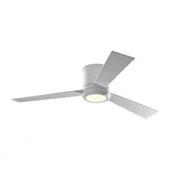Clarity 52 in. LED Indoor Matte White Flush Mount Ceiling Fan with White Blades and Remote Control with Wall Face Plate by Monte Carlo -Justice Design Sales matte white with white blades monte carlo ceiling fans with lights 3clyr52rzwd v1 c3 1000