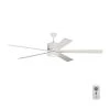 Vision 72 in. Integrated LED Indoor Matte White Ceiling Fan with White Blades, DC Motor and Remote Control by Monte Carlo -Justice Design Sales matte white with white blades monte carlo ceiling fans with lights 5vmr72rzwd 64 1000