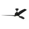 Avila Coastal 54 in. Integrated LED Indoor/Outdoor Black Ceiling Fan with Light Kit, Remote Control and Reversible Motor by Monte Carlo -Justice Design Sales midnight black monte carlo ceiling fans with lights 3avlcr54mbkd 64 1000