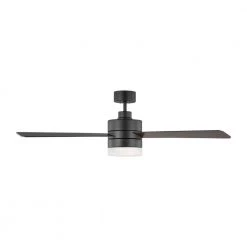 Era 52 in. Indoor/Outdoor Midnight Black LED Ceiling Fan with Remote Control, Light Kit and Manual Reversible Motor by Monte Carlo -Justice Design Sales midnight black monte carlo ceiling fans with lights 3erar52mbkd 4f 1000