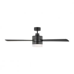 Era 52 in. Indoor/Outdoor Midnight Black LED Ceiling Fan with Remote Control, Light Kit and Manual Reversible Motor by Monte Carlo -Justice Design Sales midnight black monte carlo ceiling fans with lights 3erar52mbkd fa 1000