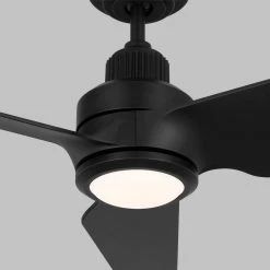 Ruhlmann 52 in. Integrated LED Indoor/Outdoor Midnight Black Smart Ceiling Fan with Remote Control and Reversible Motor by Monte Carlo -Justice Design Sales midnight black monte carlo ceiling fans with lights 3rulsm52mbkd 1f 1000