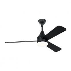 Streaming 52 in. LED Indoor/Outdoor Midnight Black Smart Ceiling Fan with Remote Control and Reversible Motor by Monte Carlo -Justice Design Sales midnight black monte carlo ceiling fans with lights 3stmsm52mbkd 4f 1000