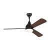 Streaming 52 in. LED Indoor/Outdoor Midnight Black Smart Ceiling Fan with Remote Control and Reversible Motor by Monte Carlo -Justice Design Sales midnight black monte carlo ceiling fans with lights 3stmsm52mbkd 64 1000