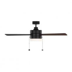 Syrus 52 in. LED Indoor Midnight Black Ceiling Fan with Light Kit and Pull Chain Operation by Monte Carlo -Justice Design Sales midnight black monte carlo ceiling fans with lights 3sy52mbkd 1f 1000