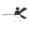 Syrus 52 in. LED Indoor Midnight Black Ceiling Fan with Light Kit and Pull Chain Operation by Monte Carlo